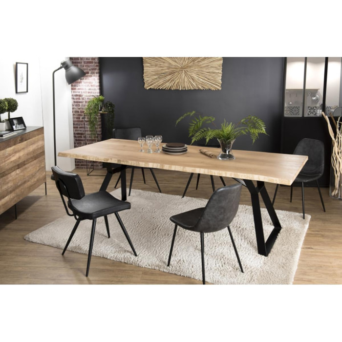 MADISON - Table à manger rectangulaire 230x100cm bois chêne pieds métal noir