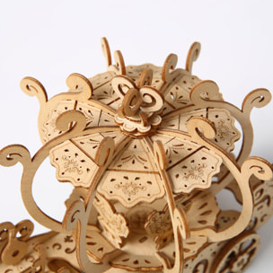 Maqueta de Madera 3D, diseño de Carruaje de calabaza con movimiento mecánico. 82 piezas.