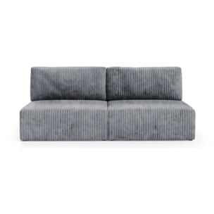 ELIOR - Canapé 3 places convertible en velours gris
