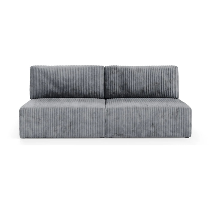 ELIOR - Canapé 3 places convertible en velours gris