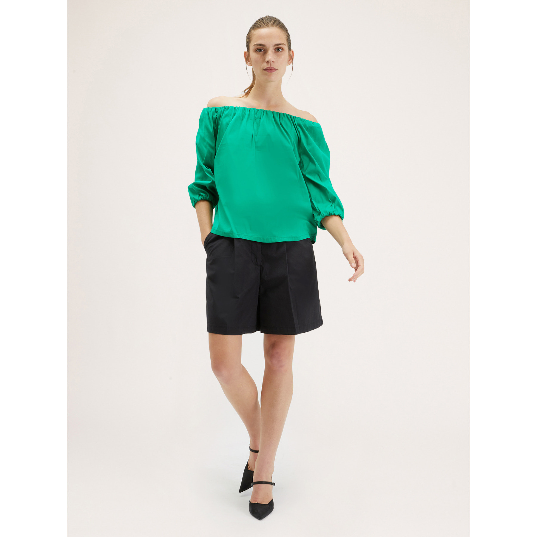 Motivi - Blusa con scollo elastico off-shoulder - Verde