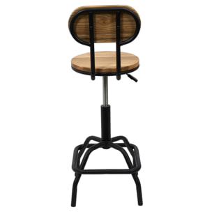 Chaise De Bar Reglable Bois Brut Ace