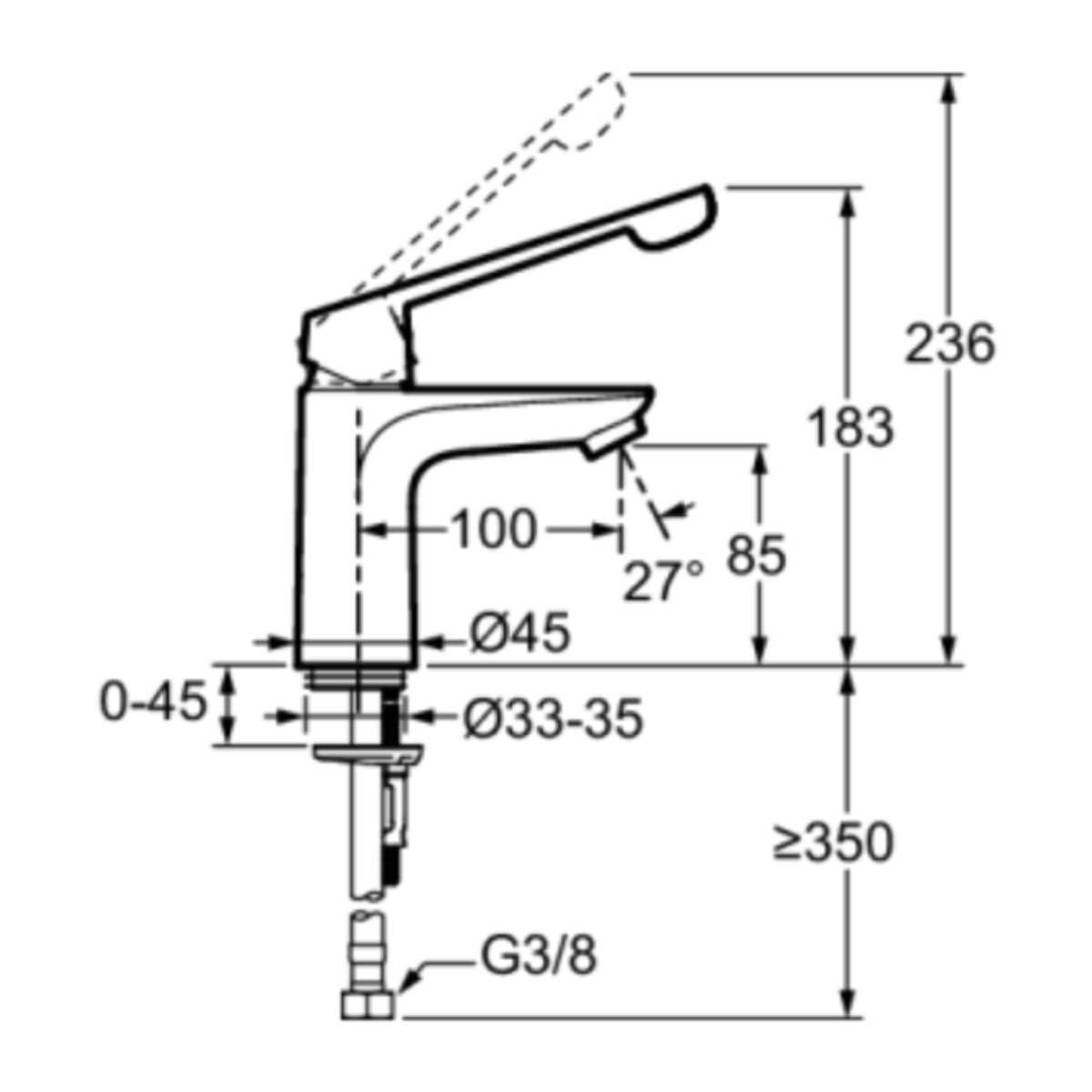 Mitigeur lavabo PMR July+ sans vidage Chromé
