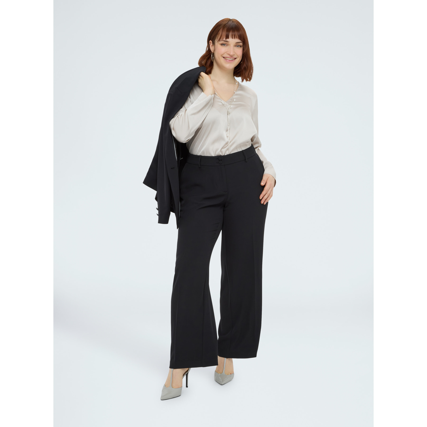 Fiorella Rubino - Pantaloni Wide Leg in tessuto fluido - Nero