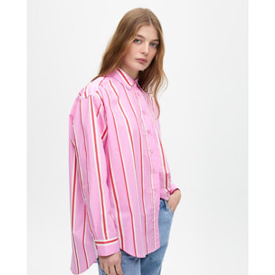Camicia Oversize in Popeline a Righe