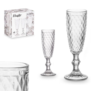 Pack 6 copas cava diamante transparente 170 ml
