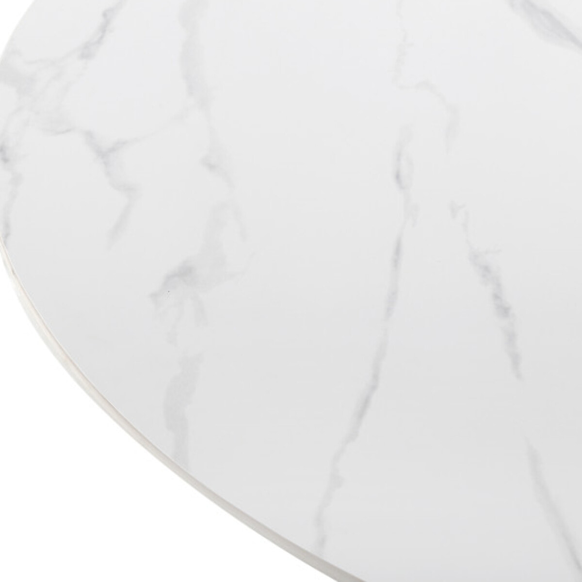 Table ronde en céramique pleine masse blanc marbré D100 cm - STONE 2