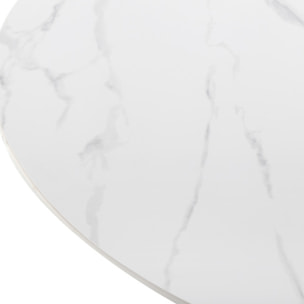 Table ronde en céramique pleine masse blanc marbré D100 cm - STONE 2