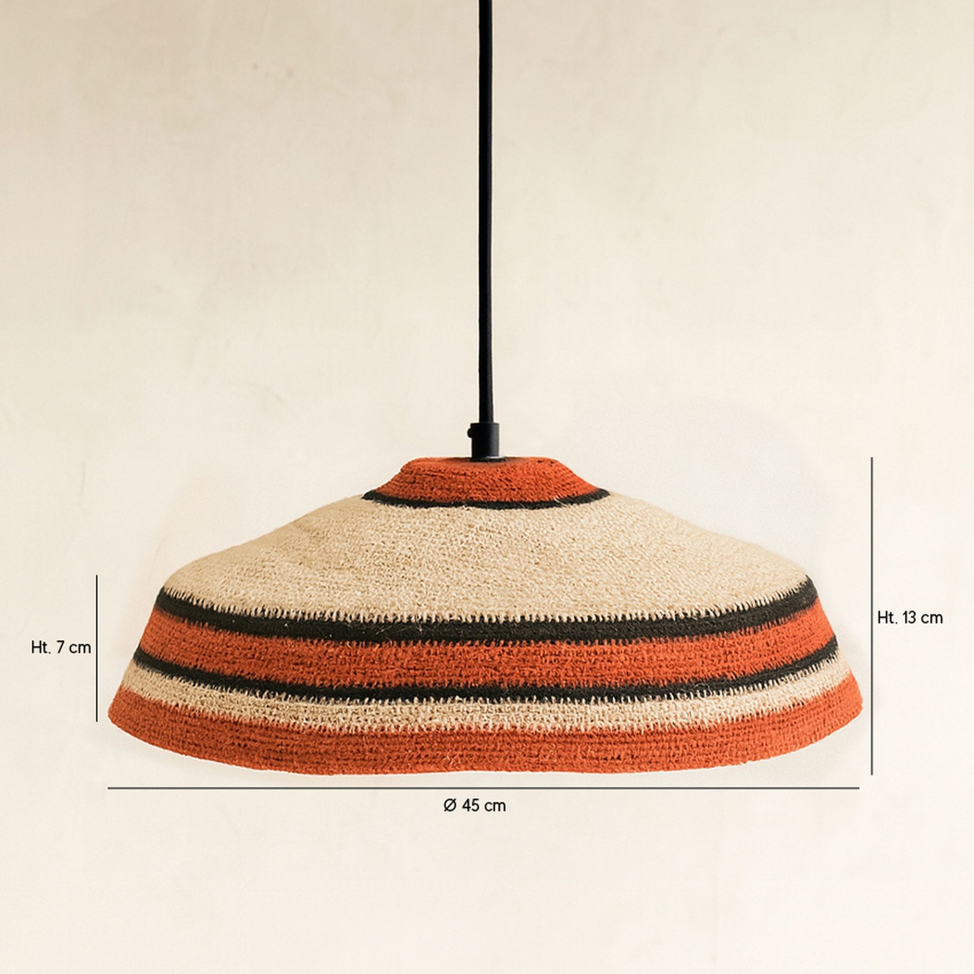 Suspension en jonc de mer naturel et rouge TRINIDAD