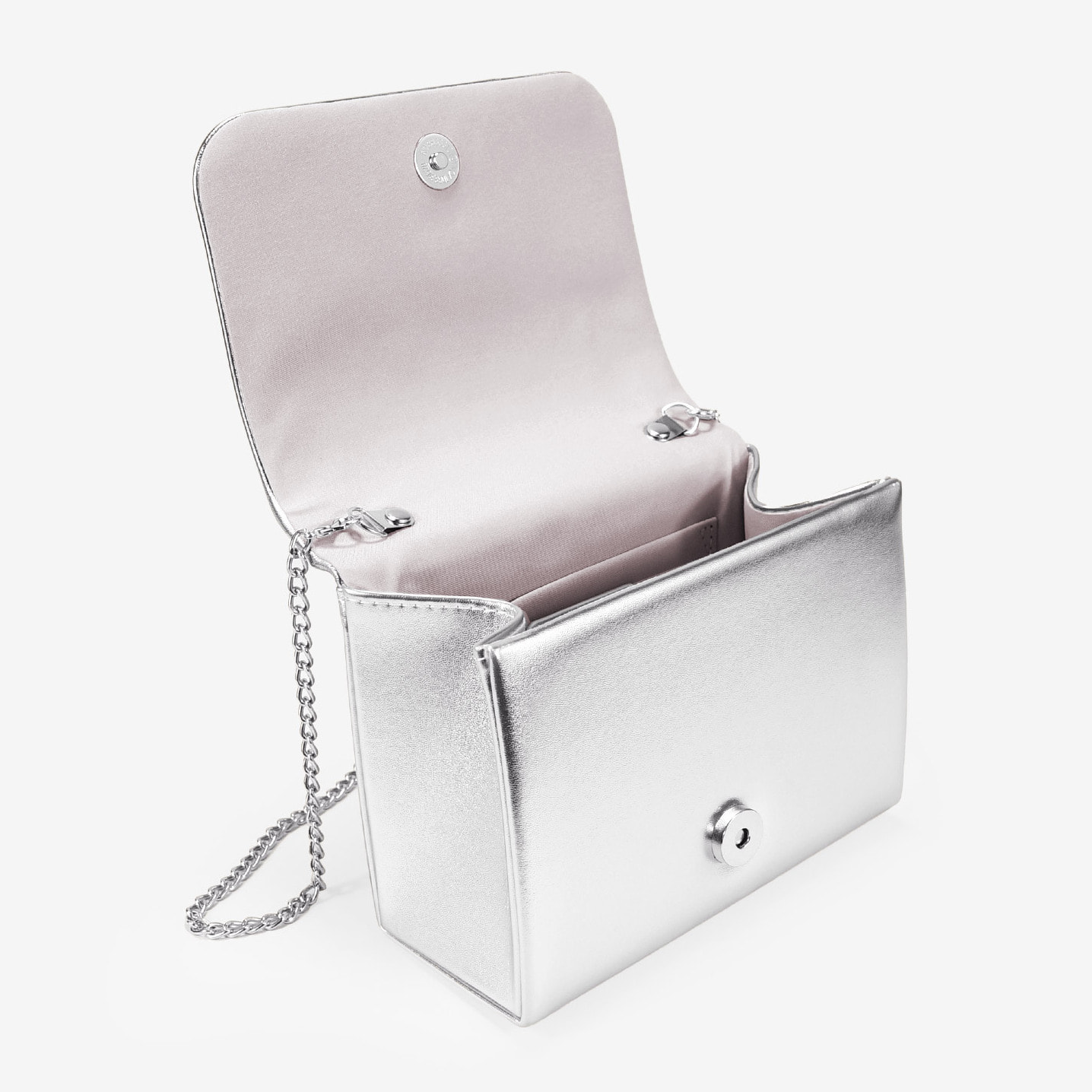 Bolso de fiesta plateado con solapa