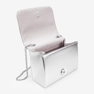 Bolso de fiesta plateado con solapa