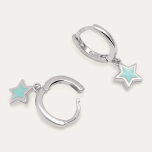 Pendientes Aro Star Sky Enamel Plata