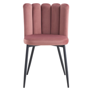 Lot de 2 chaises en velours rose et pieds en métal noir - Rosy