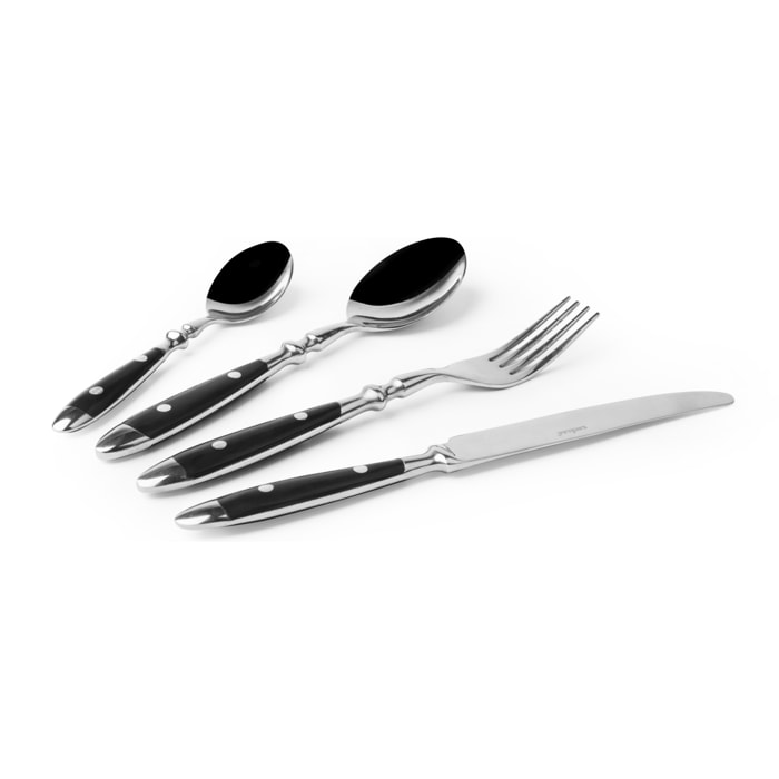 Set de 24 couverts Excélsa England Cottage en acier inox, noir