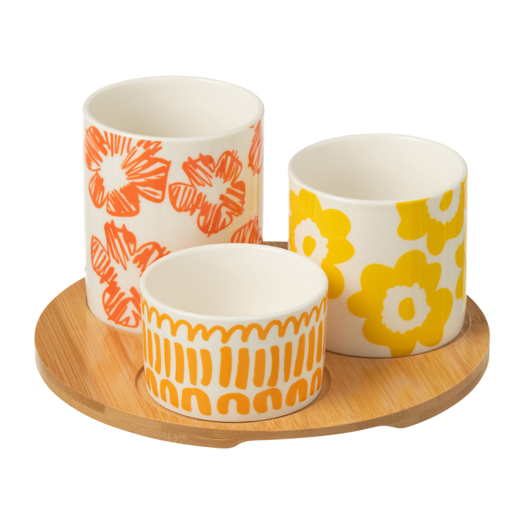 J-Line plat Apero + plateau 3 pièces - bambou/céramique - mix