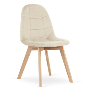 Sedia da pranzo Bora in velluto beige con gambe in faggio