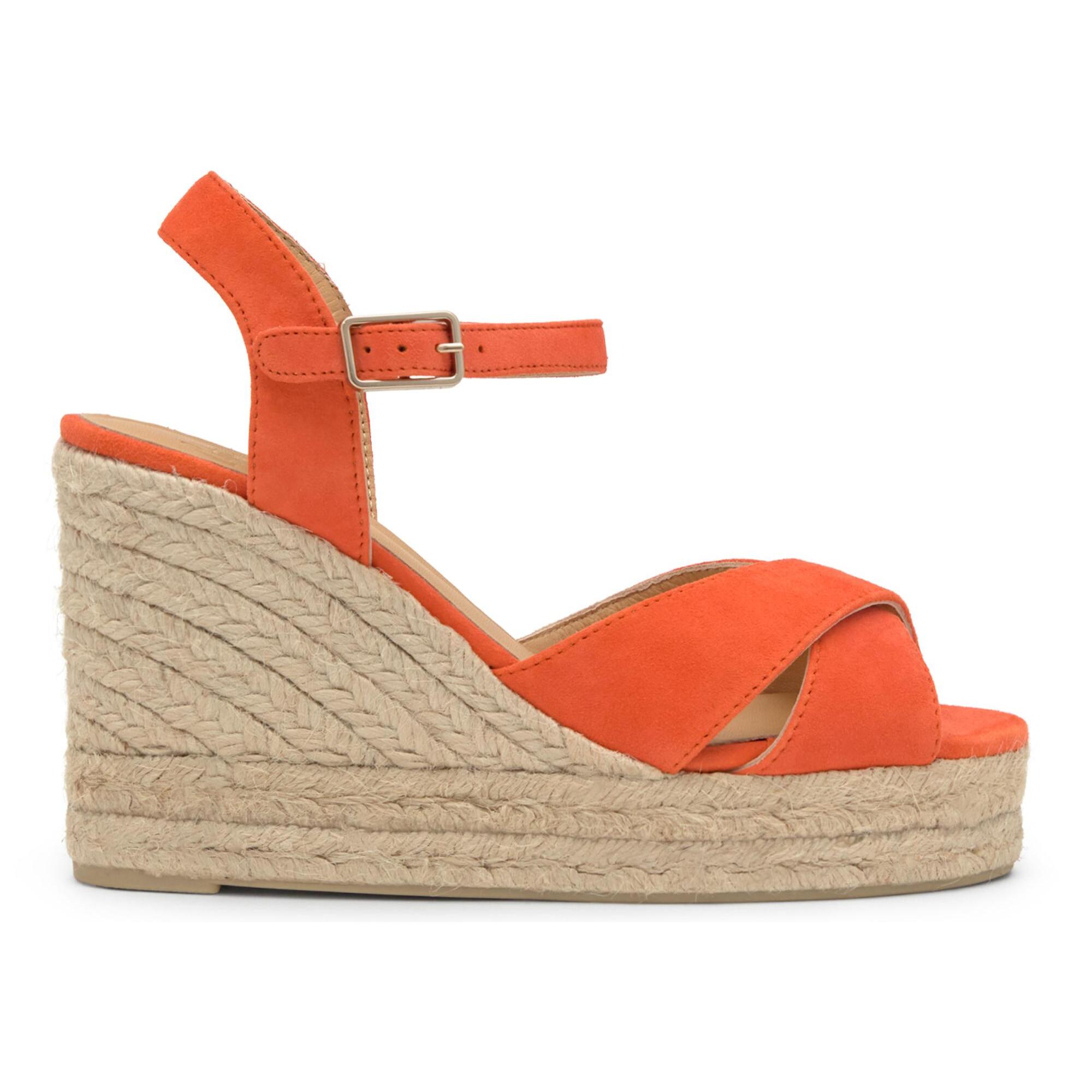 Sandalia de cuña Blaudell en ante con cierre de pulsera