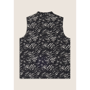 Blusa animalier in viscosa con scollo a V