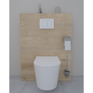 Pack WC suspendu complet Geberit Duofix, WC SAT Infinitio sans bride, abattant SoftClose, plaque blanche