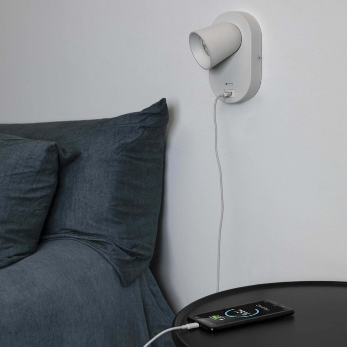 CORB  USB A Lampada da parete bianca GU10