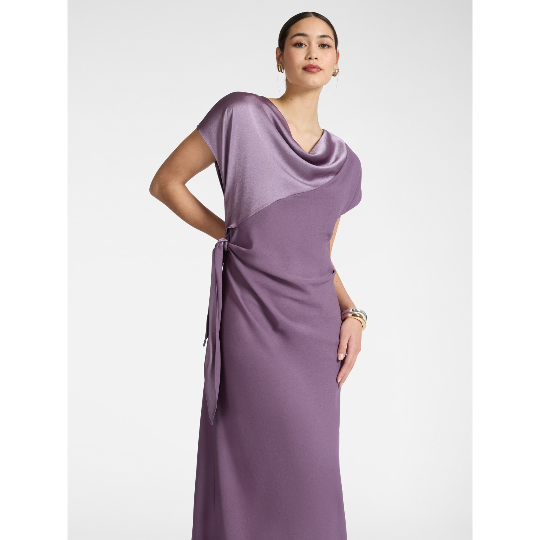 Elena Mirò - Vestido largo con nudo lateral - Violeta