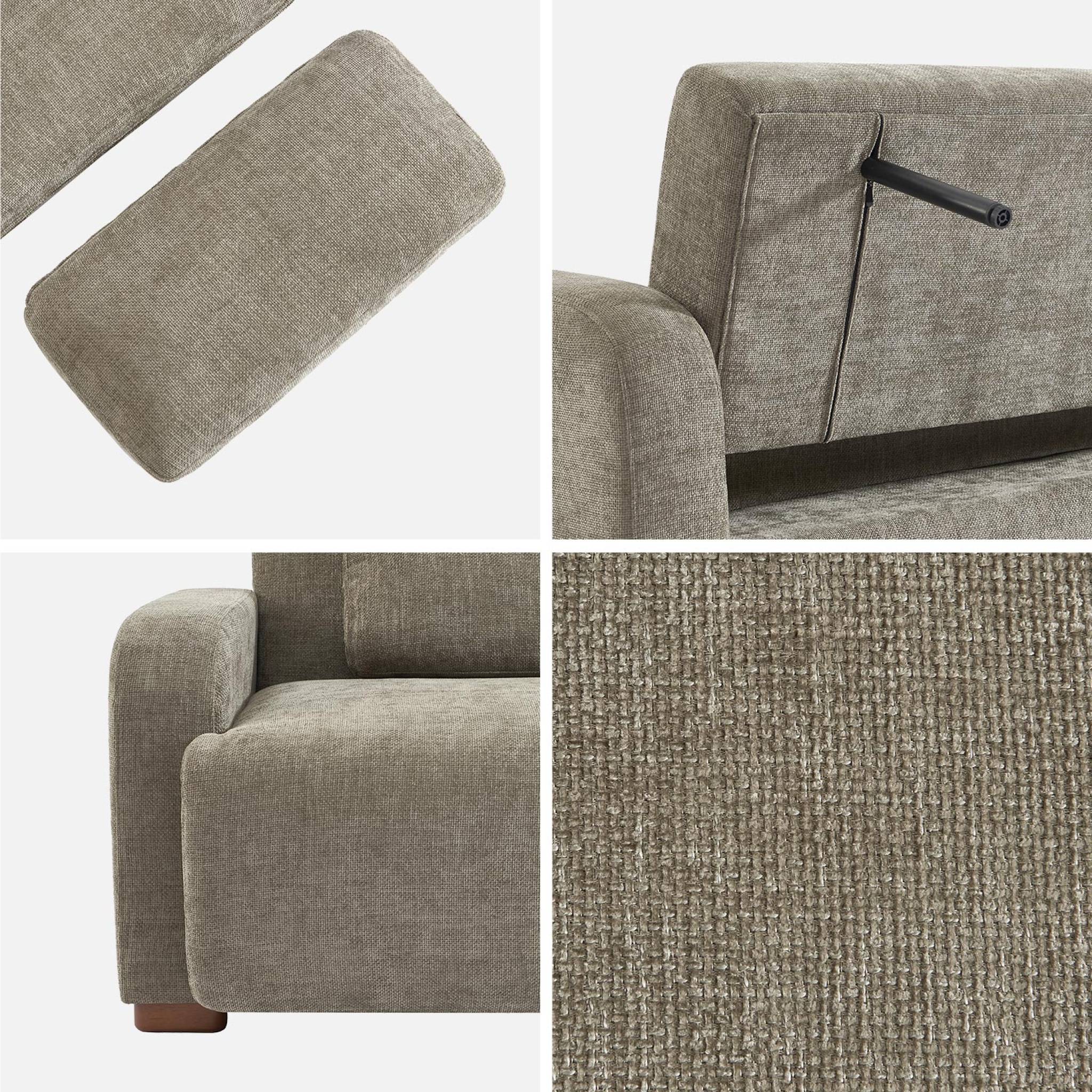Canapé convertible 3 places tissu vert de gris L 211 x P 92 x 85cm  - Dany