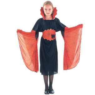 Abito Strega Spiderella Costume Halloween Rosso Nero Bambina
