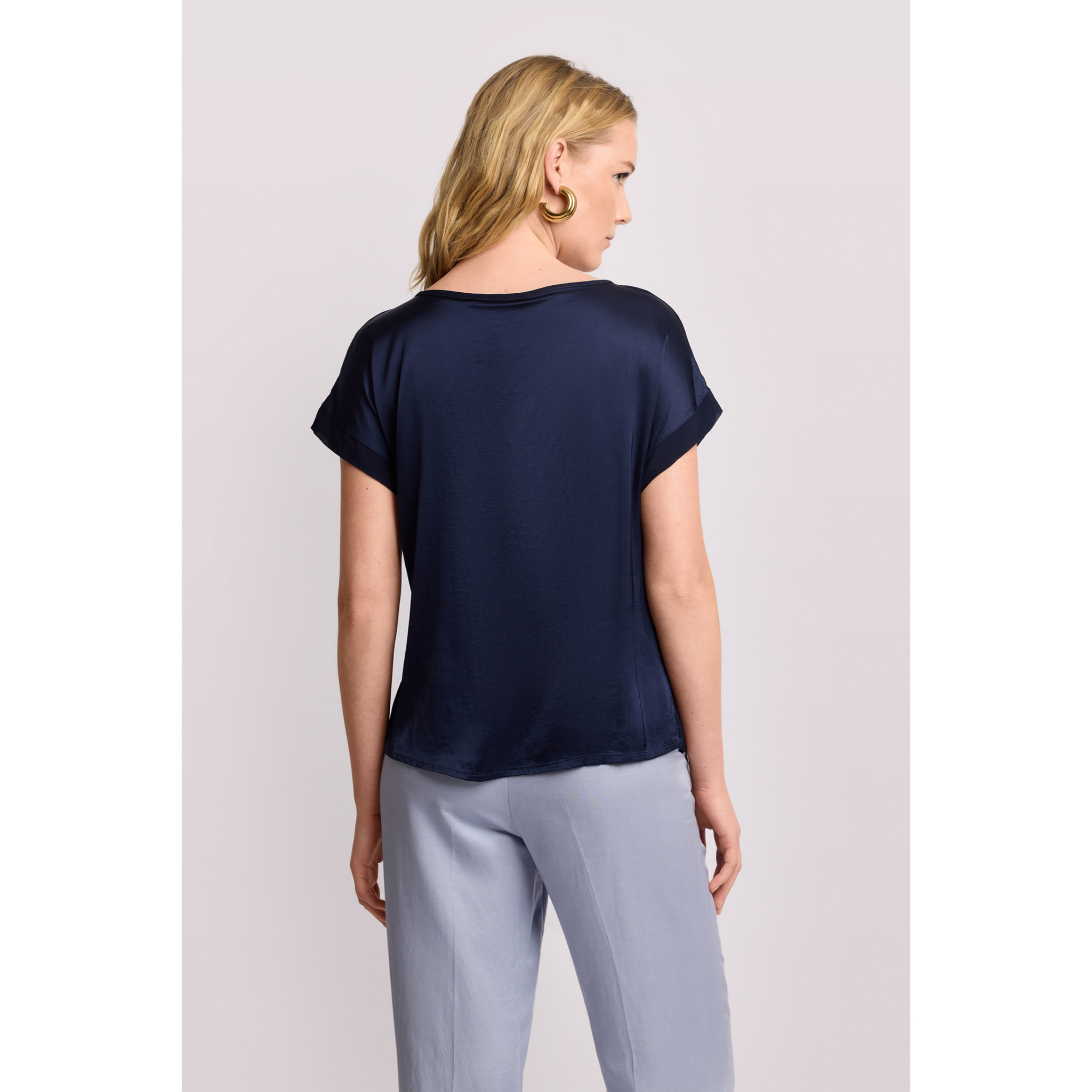 Kocca - Blusa con inserto Donna, Tinta unita, Girocollo