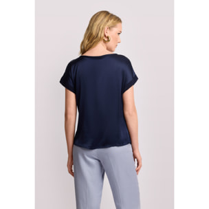 Kocca - Blusa con inserto Donna, Tinta unita, Girocollo