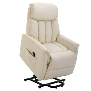 Fauteuil de relaxation électrique fauteuil releveur inclinable avec repose-pied ajustable revêtement synthétique tissu crème