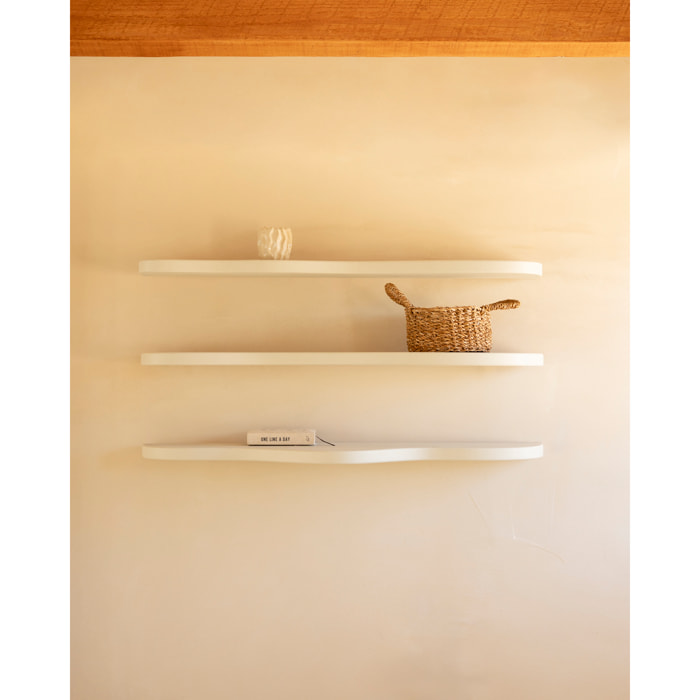 Pack 3 étagères en microciment blanc cassé 100cm Hauteur: 3 Longueur: 100 Largeur: 25