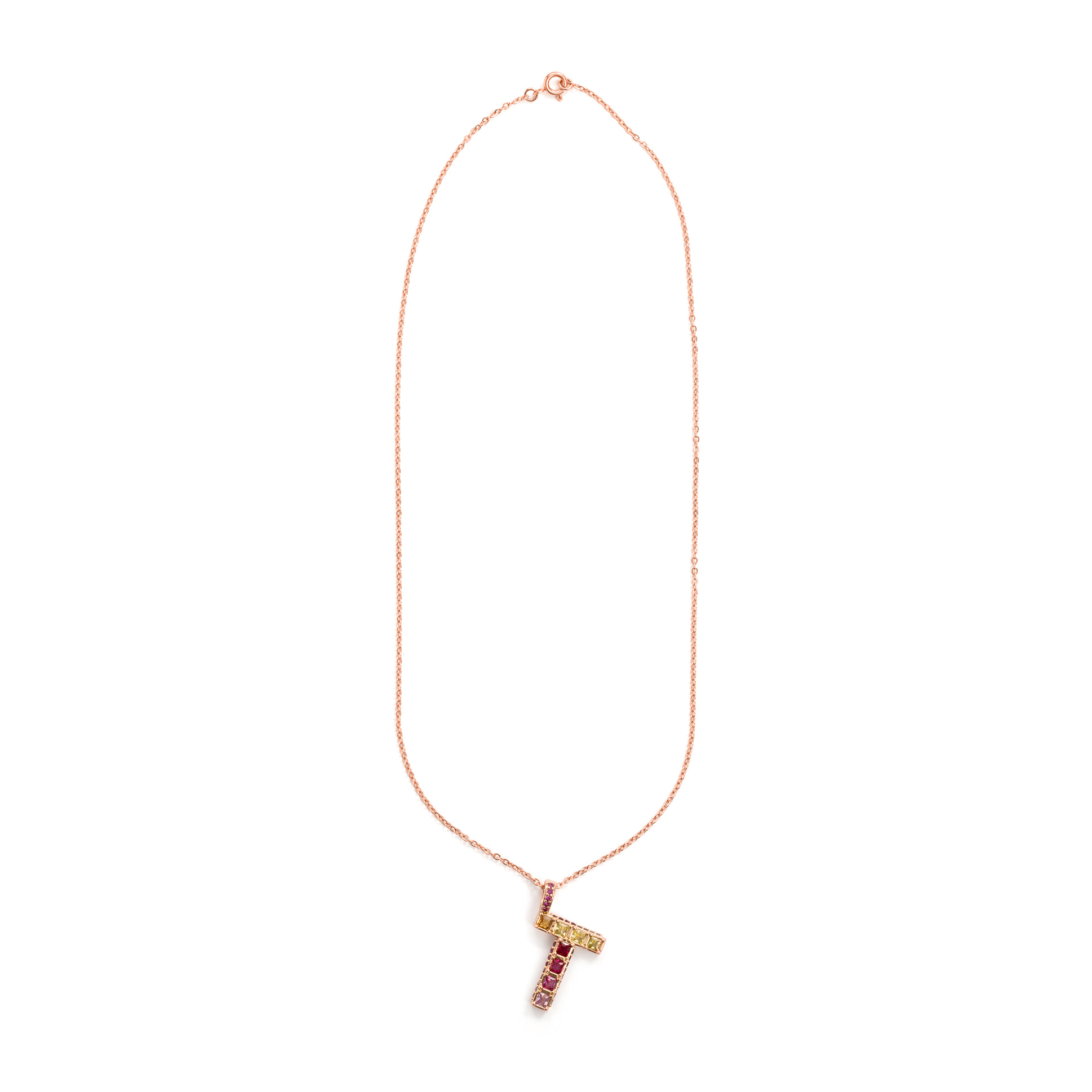 Collar T acabado oro rosa 18k
