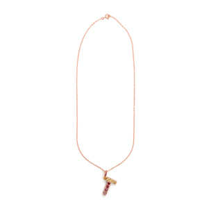 Collar T acabado oro rosa 18k