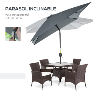 Sombrilla de Aluminio 200x300x240 cm Parasol Rectangular de Jardín Inclinable con Manivela y Poste Desmontable para Terraza Piscina Patio Exterior Gris