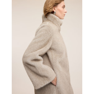 Motivi - Abrigo efecto pelo cuello alto - Gris