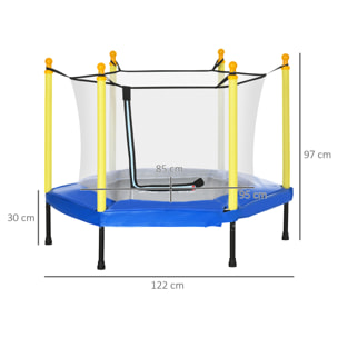 Cama Elástica para Niños 95x85 cm con Red de Seguridad Trampolín Infantil para Niños de 3-6 Años para Interior Carga 50 kg 122x122x97 cm Azul