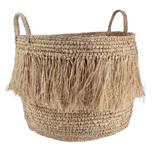 Panier à franges en raphia naturel avec anses 48cm LUYS