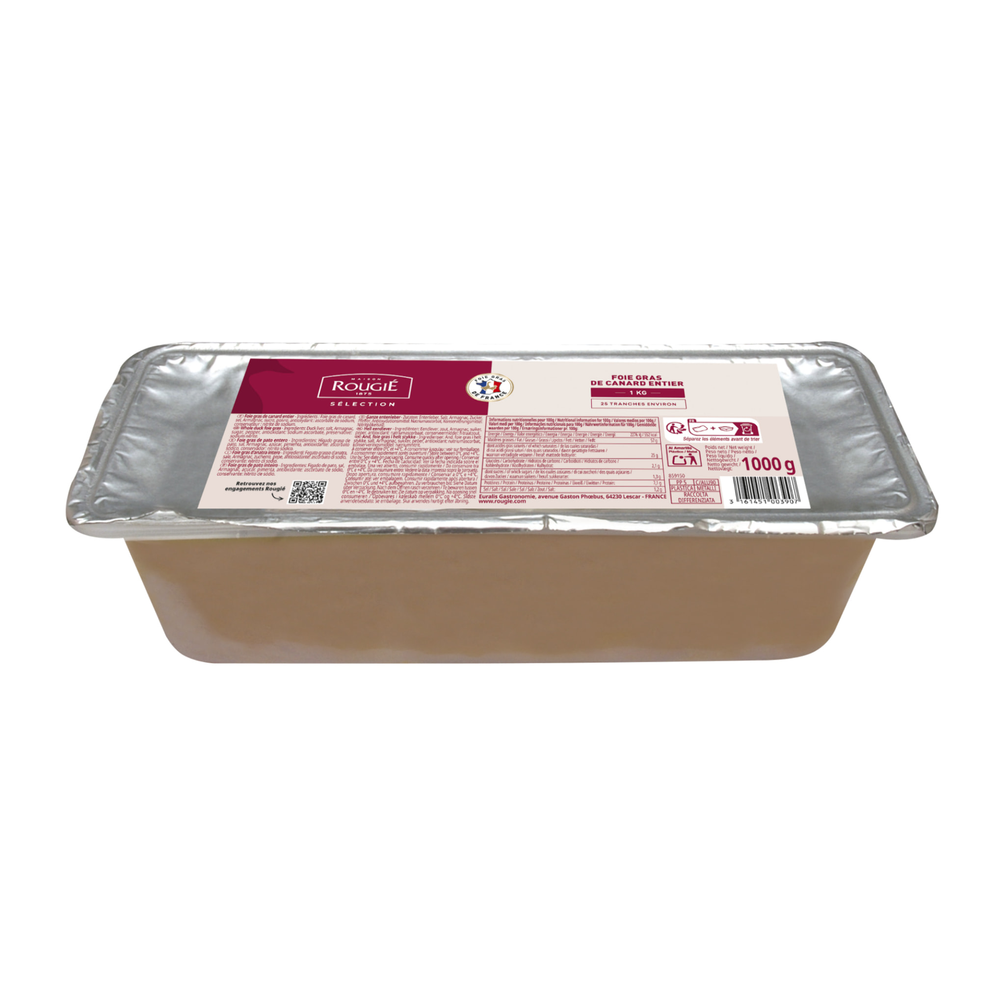 Foie gras entier de canard mi-cuit 1kg