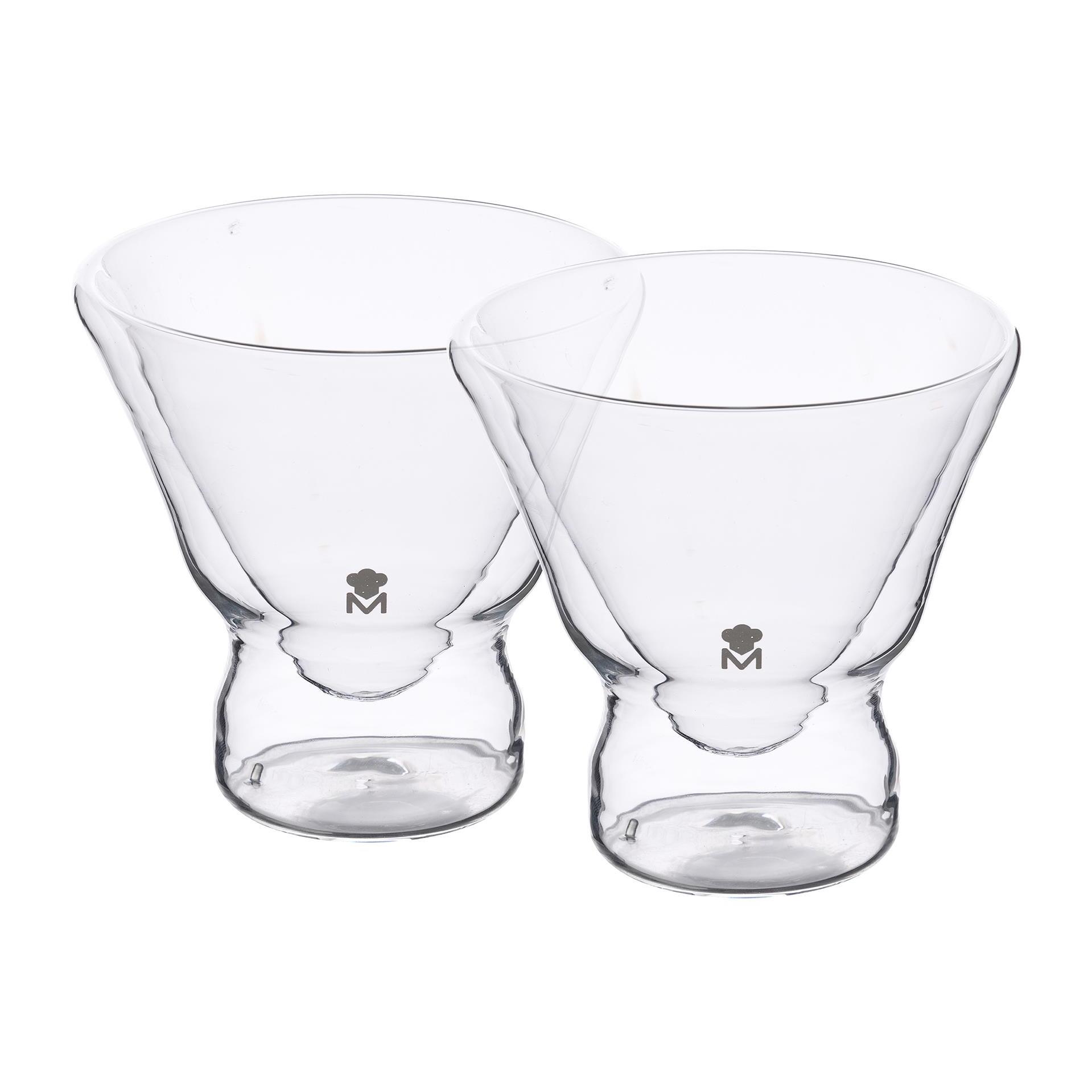 Juego de vasos de coctel de doble pared 230ml en vidrio borosilicato alta resistencia