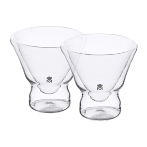 Juego de vasos de coctel de doble pared 230ml en vidrio borosilicato alta resistencia
