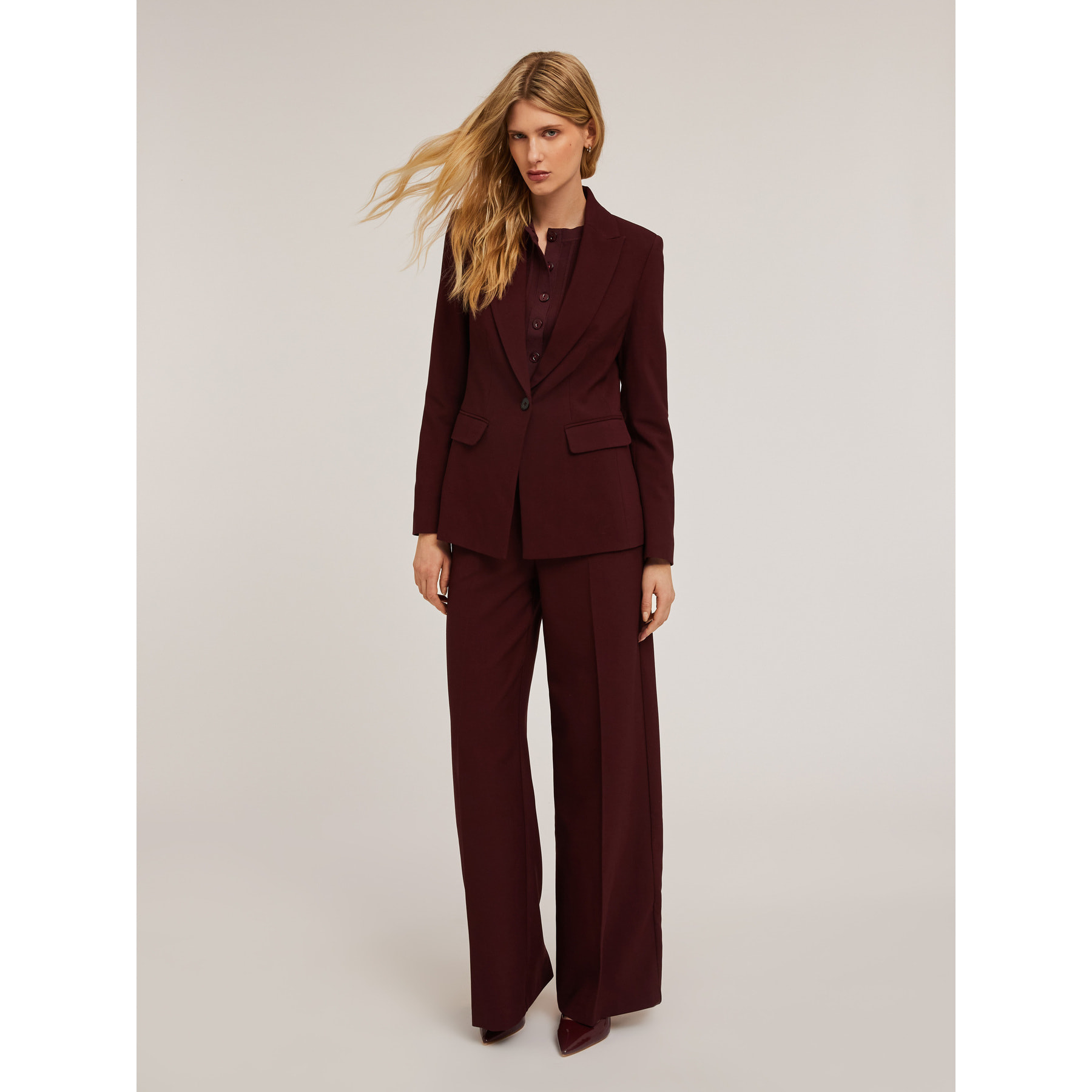 Motivi - Blazer monopetto in tessuto tecnico - Bordeaux