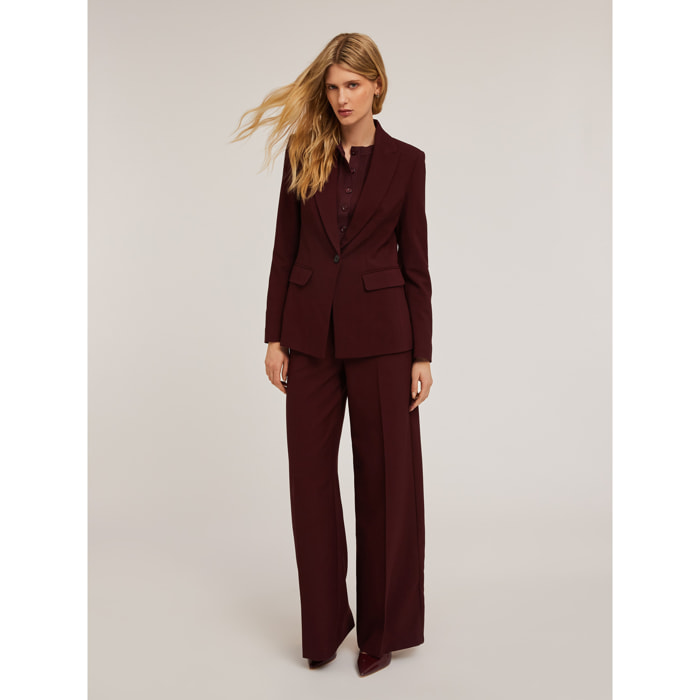Motivi - Blazer monopetto in tessuto tecnico - Bordeaux