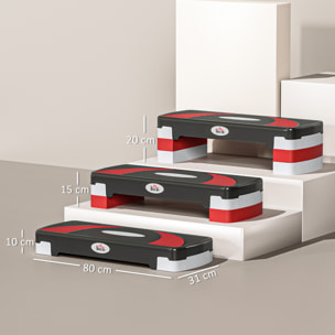 Stepper fitness aerobic - collaboration Aosom.fr x FFHandball - hauteur reglable surface antiderapante - noir gris