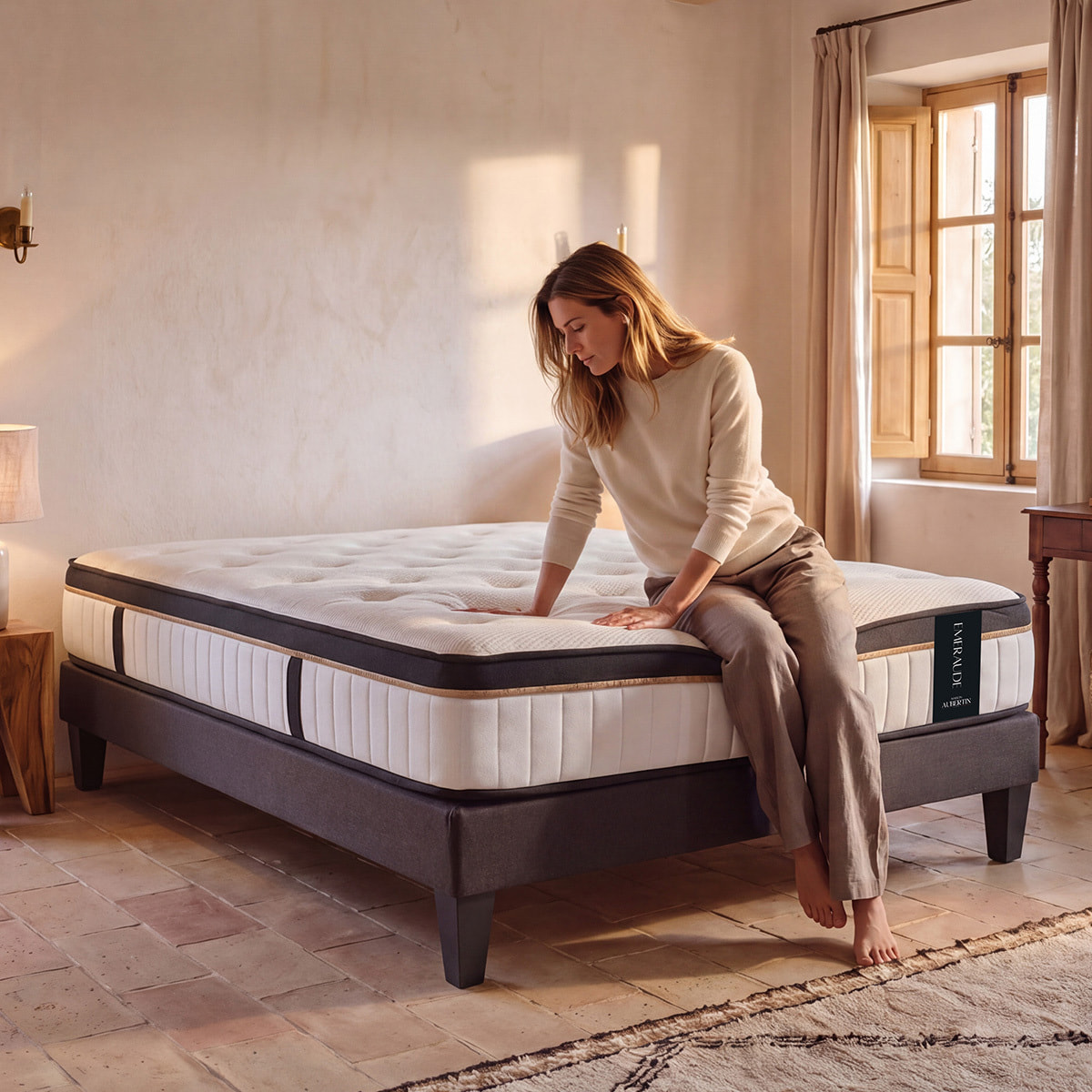 Matelas Emeraude, Mémoire de Forme & Mousse polyuréthane Hyper Soft Air System, Soutien Ferme, 24 cm, Très Bonne Aération