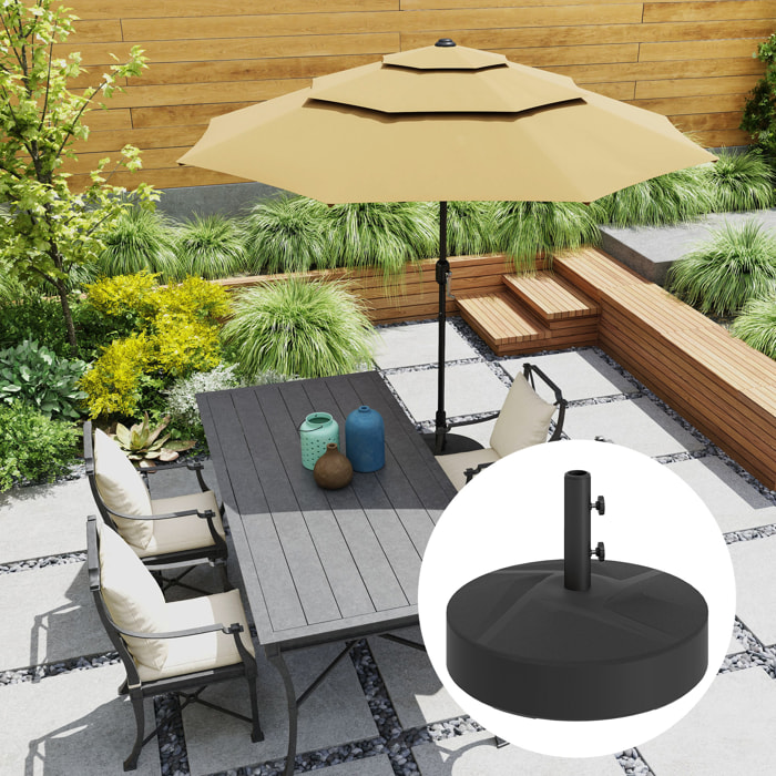 Pied de parasol rond mât dia. 36-48 mm - 56 x 56 x 40 cm - noir