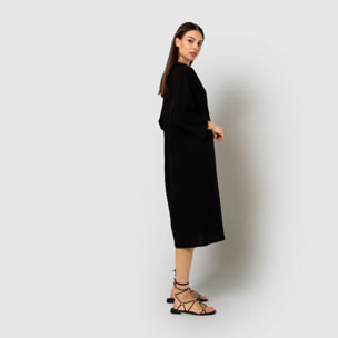 Vestido midi algodón lino negro