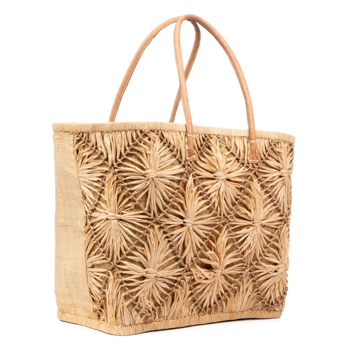 Vigonovo bolso shopper mujer. Fabricado en rafia y paja, con asas de cuero.