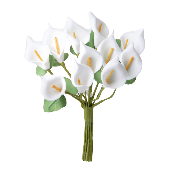 Mini Calla Mazzolino 12 Pz 12 Cm - Pezzi 24 - 6X12X6cm - Colore: Bianco - Bianchi Dino - Fiori Artificiali