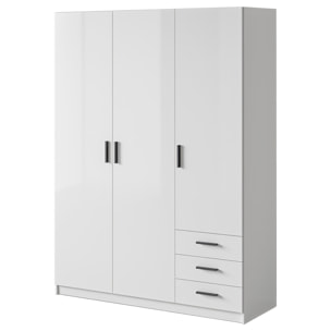 Armadio Con 3 Ante R 3 Cassetti Barra Appendiabiti E 4 Ripiani Di Cui 2 Regolabili Design Moderno Capiente Camera Letto  147 x 49.8 x 200.4 Cm Bianco
