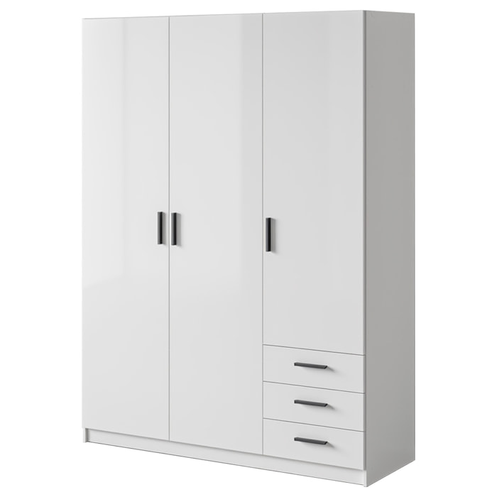 Armadio Con 3 Ante R 3 Cassetti Barra Appendiabiti E 4 Ripiani Di Cui 2 Regolabili Design Moderno Capiente Camera Letto  147 x 49.8 x 200.4 Cm Bianco